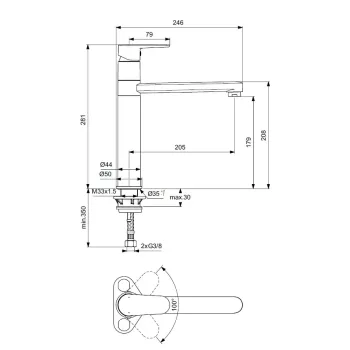 Virtuvinis maišytuvas Ideal Standard Cerafine O, matinė juoda, BC501XG