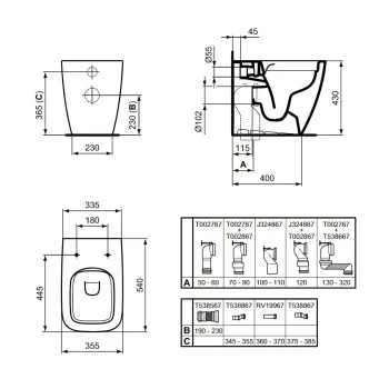 Tualetas Ideal Standard i.Life B, Rimless, laisvai stovintis, be dangčio, baltas, T458101