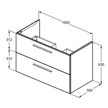 Vonios spintelė Ideal Standard i.Life B, 2 stalčiai, matinė balta, (be praustuvo) T5276DU
