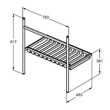 Vonios kriauklės konsolė Ideal Standard Conca, metalinė, šilkinė juoda, 817 x 760 x 483 mm, E2533XG