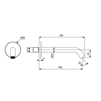 Vonios išteka Ideal Standard Ceraline Nuovo, chromas, BD973AA
