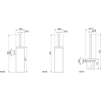 Tualeto šepetys Ideal Standard IOM, laisvai stovintis, nerūdijančio plieno, A9108MY