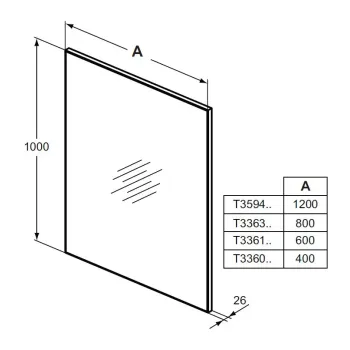 Veidrodis Ideal Standard Mirror&Light, 120x100 cm, su rėmu, T3594BH