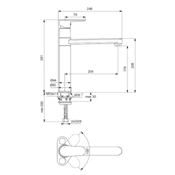 Virtuvinis maišytuvas Ideal Standard Cerafine O, chromas, BC501AA