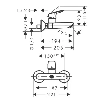 Hansgrohe Logis vonios maišytuvas, chromas, 71225000 NEW