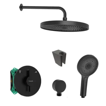 Dušas Sistēma Hansgrohe, ar bateriju un iebūvētu daļu, matēta melna, 21HKK400 NEW
