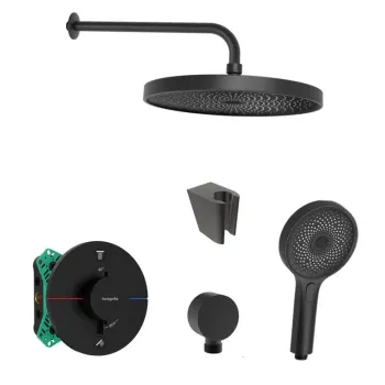 Dušas Sistēma Hansgrohe, ar termostatu un iebūves daļu, matēta melna, 21HKK402 NEW