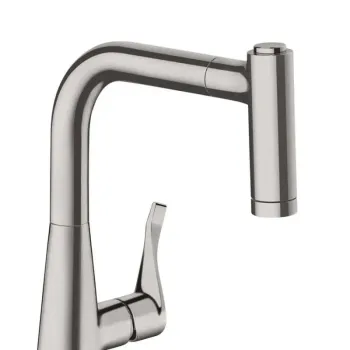 Virtuvinis maišytuvas Hansgrohe Metris, su ištraukiamu antgaliu, nerūdijančio plieno, 14834800 NEW