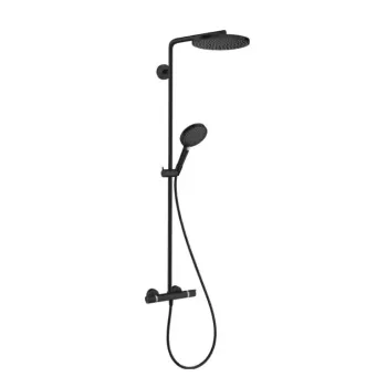 Dušo sistema Hansgrohe Raindance S, su termostatu, diametras 24 cm, 3 režimai, EcoSmart, matinė juoda, 28823670 NEW