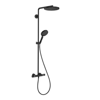Dušo sistema Hansgrohe Raindance S, su termostatu, diametras 24 cm, 3 režimai, EcoSmart+, matinė juoda, 28825670 NEW