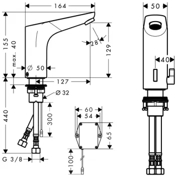 Vonios kriauklės maišytuvas Hansgrohe Focus E2, elektroninis su temperatūros kontrole, chromas, 31171000 NEW