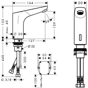 Vonios kriauklės maišytuvas Hansgrohe Focus E2, elektroninis, baterijomis maitinamas, chromas, 31172000 NEW