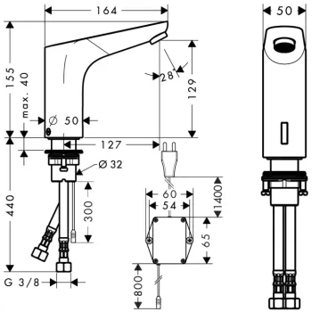 Vonios kriauklės maišytuvas Hansgrohe Focus E2, elektroninis, 230 V, chromas, 31174000 NEW