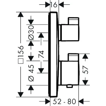 Dušas maisītājs Hansgrohe Ecostat Square ar termostatu, 2 ierīcēm, pulēts bronzas tonis 15714140