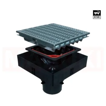 Gūlija ACO Self XtraPoint su cinkuotu šunveida grotelėmis, 250x250x205, B125, DN100