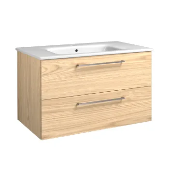 Vonios spintelė Raguvos Baldai Joy 81cm, su praustuvu, 2 stalčiai, šviesus ąžuolas