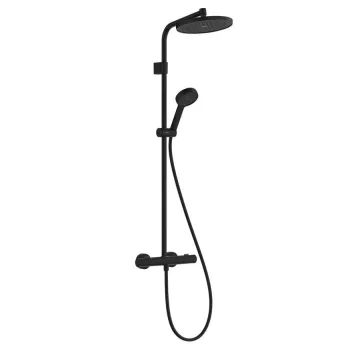 Hansgrohe Activera S dušo sistema su termostatu, D 24 cm, 2 srauto tipai, EcoSmart+, matinė juoda 28083670
