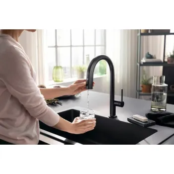 Virtuvinis maišytuvas Hansgrohe Aqittura M91 su ištraukiamu antgaliu, SodaSystem, sBox, matinė juoda 76836670