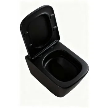 Tualeto komplektas Kielle Genesis su Kielle Arkas I Vortex Rimless+ juodu unitazu, SoftClose dangčiu ir Gemini New I juoda matinė mygtuku 30528SS94