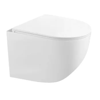 Tualeto komplektas Kielle Genesis su Kielle Gaia be rėmelio unitazu, SoftClose dangčiu ir Gemini New I balta mygtuku 30528SS82
