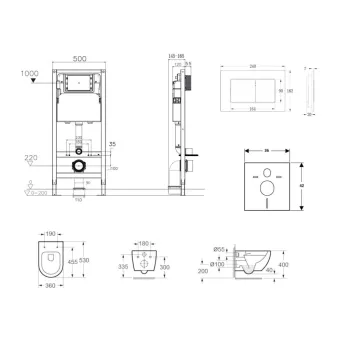 Tualeto komplektas Kielle Genesis su Kielle Oudee be rėmelio, SoftClose dangčiu ir Gemini New II balta mygtuku 30528SS07