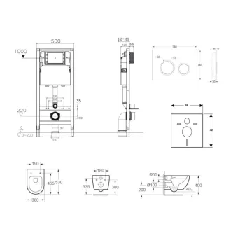 Tualeto komplektas Kielle Genesis su Kielle Oudee be rėmelio, SoftClose dangčiu ir Gemini New II chromuota mygtuku 30528SS05