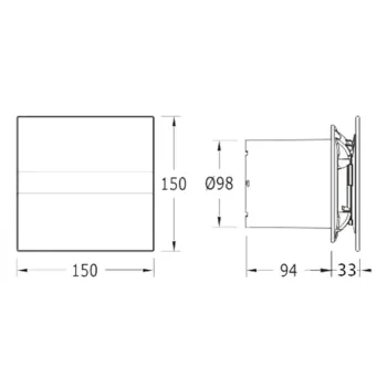 Ventiliatorius Sapho Cata E-100 GST ašinis su laikmačiu, 8 W, 100 mm, sidabras 00900500