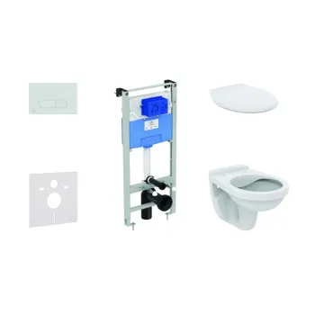 Tualeto komplektas Ideal Standard ProSys Alpha Rimless su dangčiu, Oleas M1 mygtukas, chromas ProSys120M SP36 Neražo