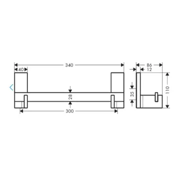 Axor Universal Rectangular rankena, 30 cm ilgio, chromas 42613000