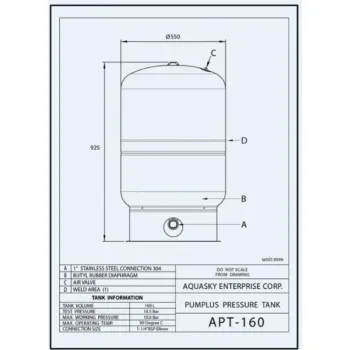 Hidroforas (Spaudimo katilas) AQUASKY 160L Vertikalus APT-160
