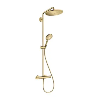 Dušo sistema Hansgrohe Croma Select S su termostatu, EcoSmart Raindance Select S 120 3jet Polished Gold Optic 26891990