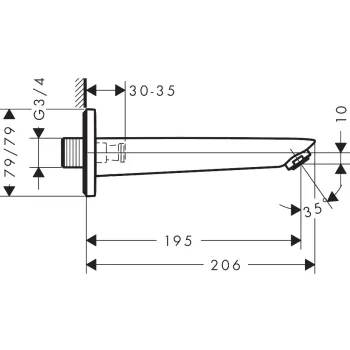 Vonios maišytuvo išeiga Hansgrohe Logis DN20 71410670 Juodas matinė