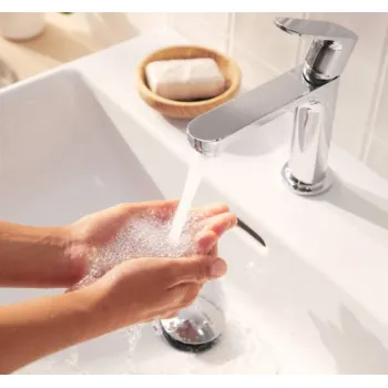 Vonios kriauklės maišytuvas Hansgrohe Rebris S80 CoolStart EcoSmart+ su pop up išleidimu 72586000 Chromuotas