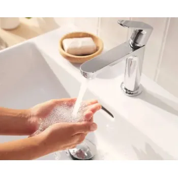 Vonios kriauklės maišytuvas Hansgrohe Rebris E 80 CoolStart EcoSmart+ su pop up išleidimu 72587000 Chromuotas