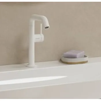 Vonios kriauklės maišytuvas Hansgrohe Tecturis S 210 Fine CoolStart EcoSmart+ su pasukamu snapu ir push-open išleidimu 73360700 Baltas matinė