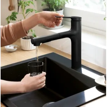 Virtuvinis kranas Hansgrohe Zesis M33 160 ištraukiamas Juodas Matinis 74822670