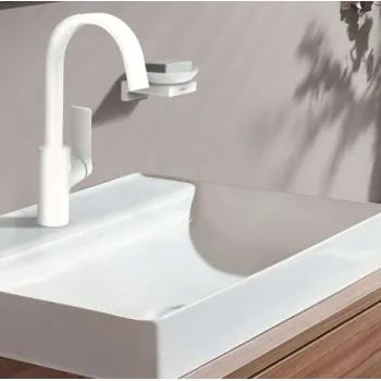 Vonios praustuvo maišytuvas Hansgrohe Vivenis 210 su pasukamu snapu 75032700 Baltas Matinis