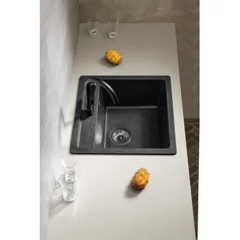 Virtuvės kriauklė Sapho Granito, 53x50cm, juoda GR1034