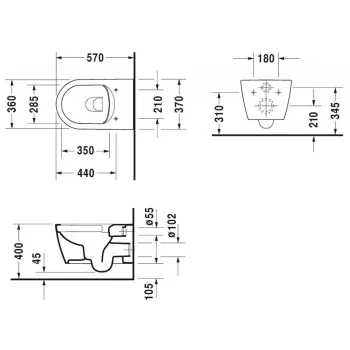 Pakabinamas tualetas Duravit ME by Starck WonderGliss Rimless su SoftClose dangčiu Baltas 45290900A11