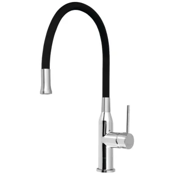 Virtuvės kranas Sapho Sili su lankstiu išleidimu, juodas/chromas SR426