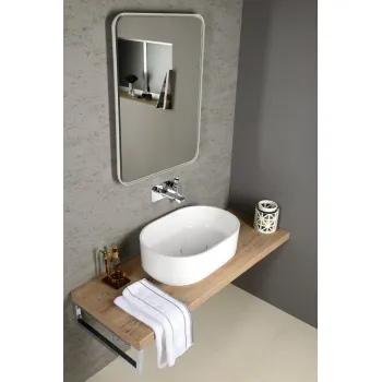 Vonios kambario veidrodis Sapho Float su LED apšvietimu 60x80 cm, baltas 22572