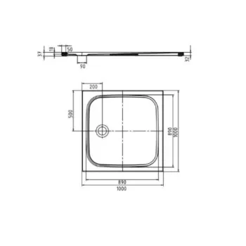 Dušo padėklas Kaldewei Cayonoplan Invisible Grip, 1000x1000 mm, su žemu poringumu, baltas plienas