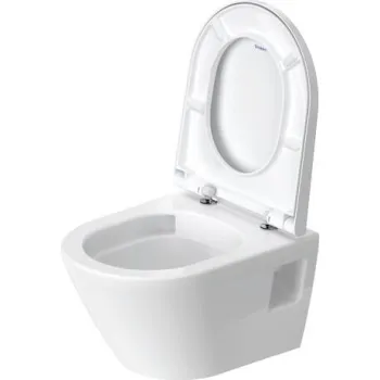 Pakabinamas tualeto puodas Duravit D-Neo Compact rimless, 370x480 mm, su QR/SC dangčiu, baltas
