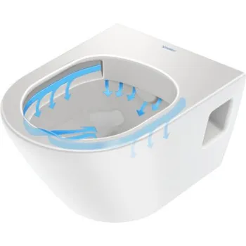 Pakabinamas tualeto puodas Duravit D-Neo Compact rimless, 370x480 mm, su QR/SC dangčiu, baltas
