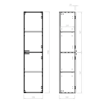 Aukštas spintas OZE Celtic 350x1500x305mm Juodas Matinis