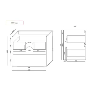 OZE CAIS-S700B vonios kambario spintelė (be praustuvo) 700mm Balta