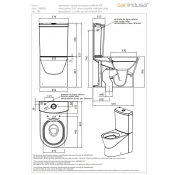 Tualeto bakelis Sanindusa Urb.y Rimfree su Soft Close Easyclip dangčiu, Baltas