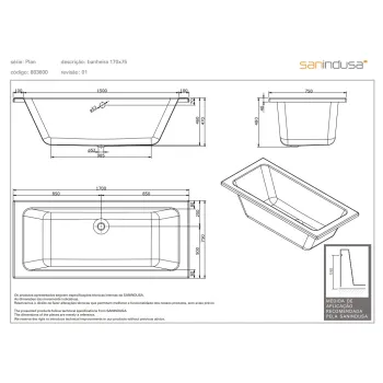 Vonia Sanindusa Plan Akrilo 170x75cm Balta