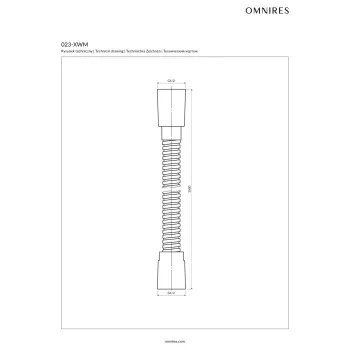 Dušo žarna Omnires, 150 cm, su nerūdijančio plieno apvalkalu, su apsaugos nuo susisukimo sistema, 1/2″ × 1/2″, matinė balta, 023-XWM