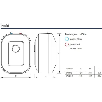 Vandens šildytuvas Kospel Luna Inox 10 L po kriaukle POC.D-10
